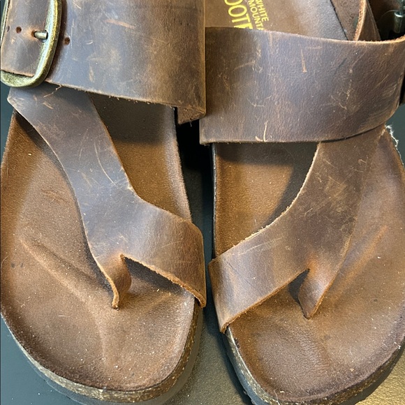 White Mountain Brown Leather Footbeds sandals - Picture 3 of 5